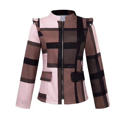Desiree - elegante geruite jas met rits