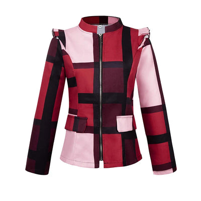 Desiree - elegante geruite jas met rits