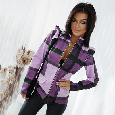 Desiree - elegante geruite jas met rits