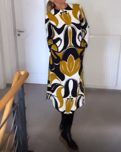 Emma - Chique Bedrukte Midi Jurk
