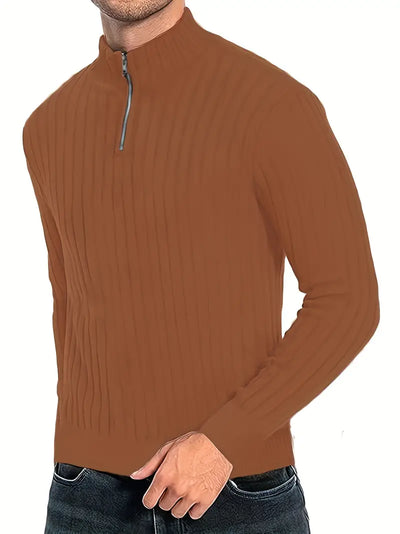 Luca Sweater | Casual heren trui met V-hals en ritssluiting voor mannen