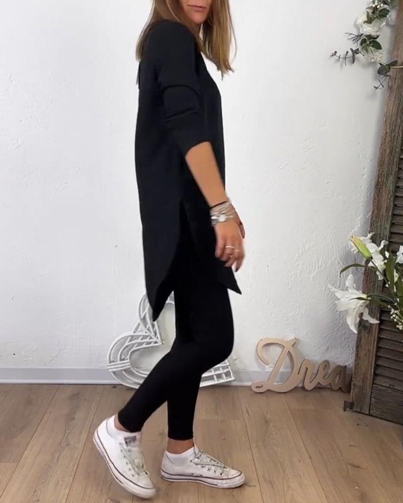 Lisa - Middellange Top met Ronde Hals