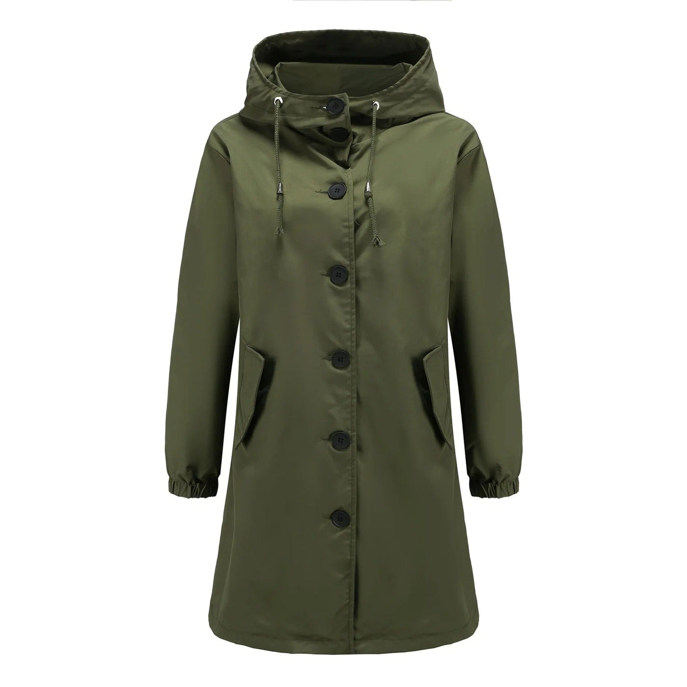 Regenjas voor dames met capuchon en knoopsluiting