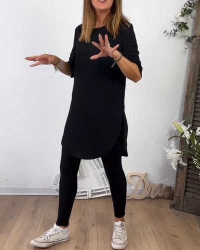 Lisa - Middellange Top met Ronde Hals