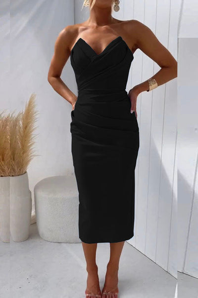 Alice - Elegant Strapless Midi Jurk