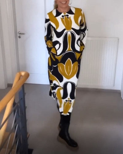 Emma - Chique Bedrukte Midi Jurk