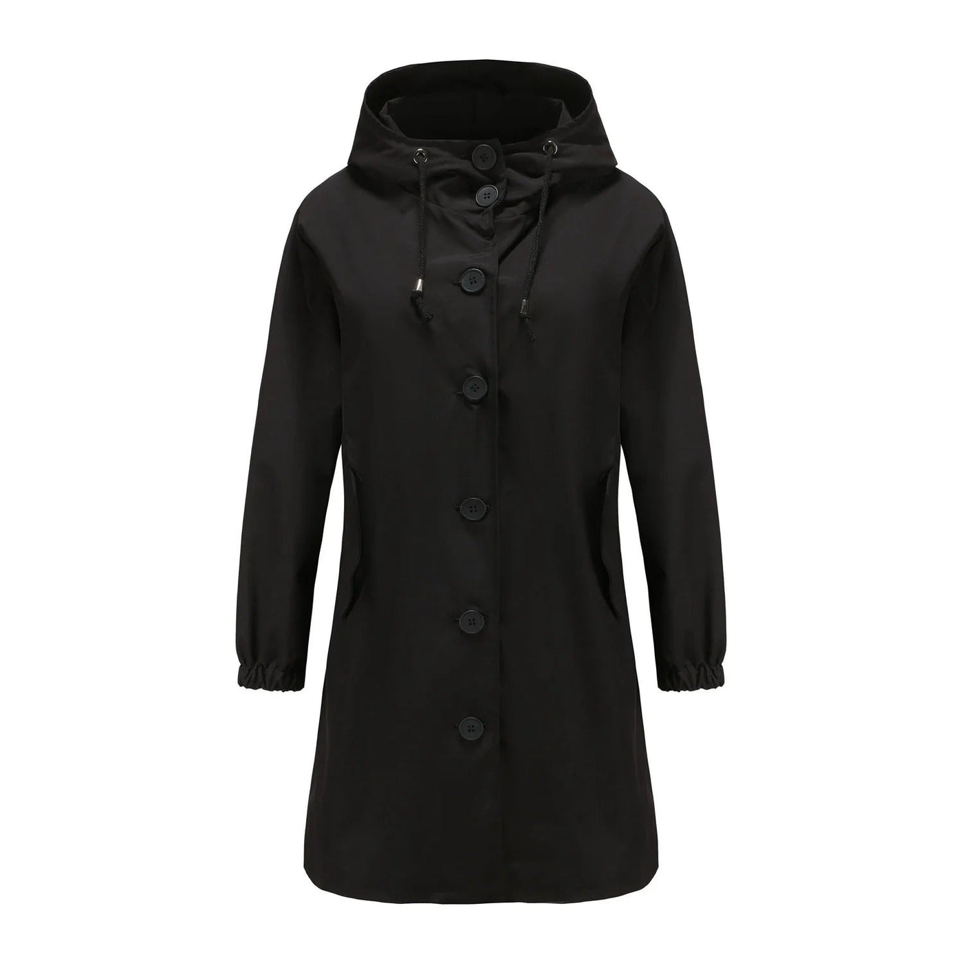 Regenjas voor dames met capuchon en knoopsluiting