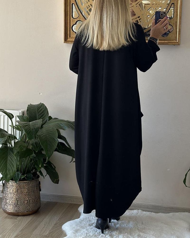 Eline - Effen casual jurk met ronde hals