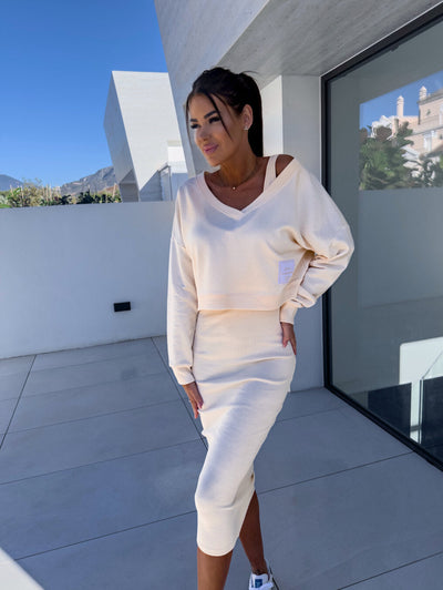 Anna - Dames Chique truitop en mouwloze jurk Set