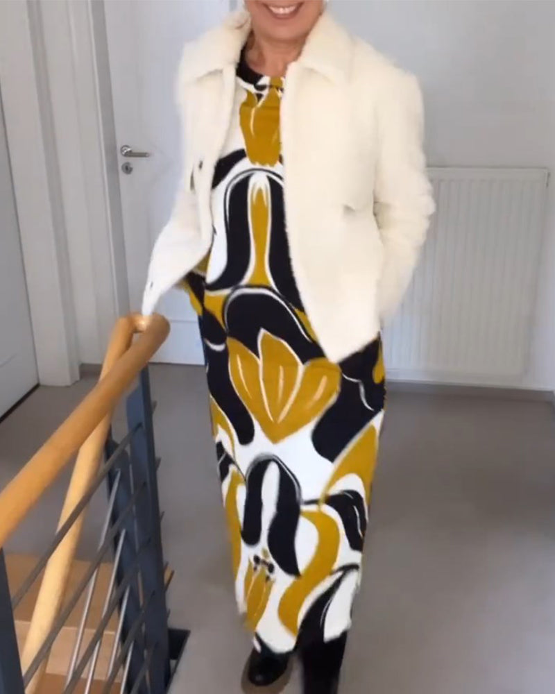 Emma - Chique Bedrukte Midi Jurk