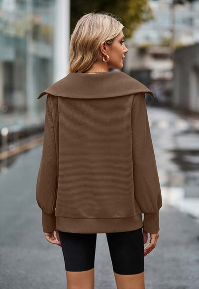 Sienna - Donkerbruine sweater met rits
