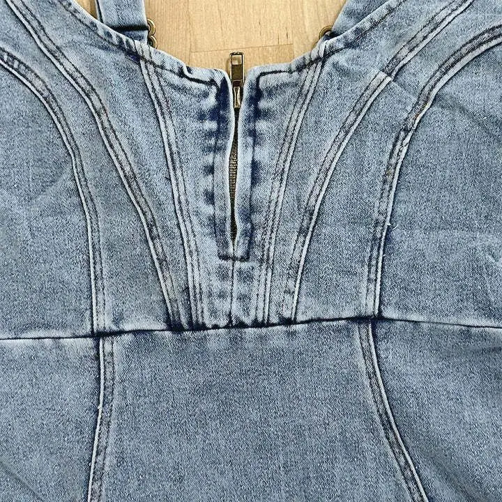 Keziah - Denim jurk met verstelbare bandjes