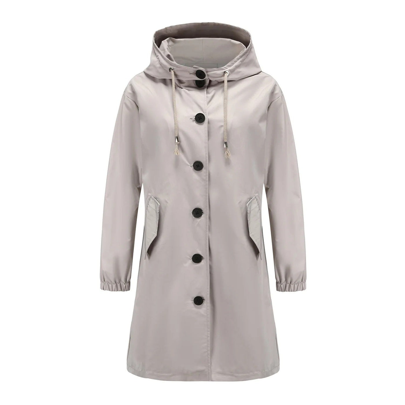 Regenjas voor dames met capuchon en knoopsluiting