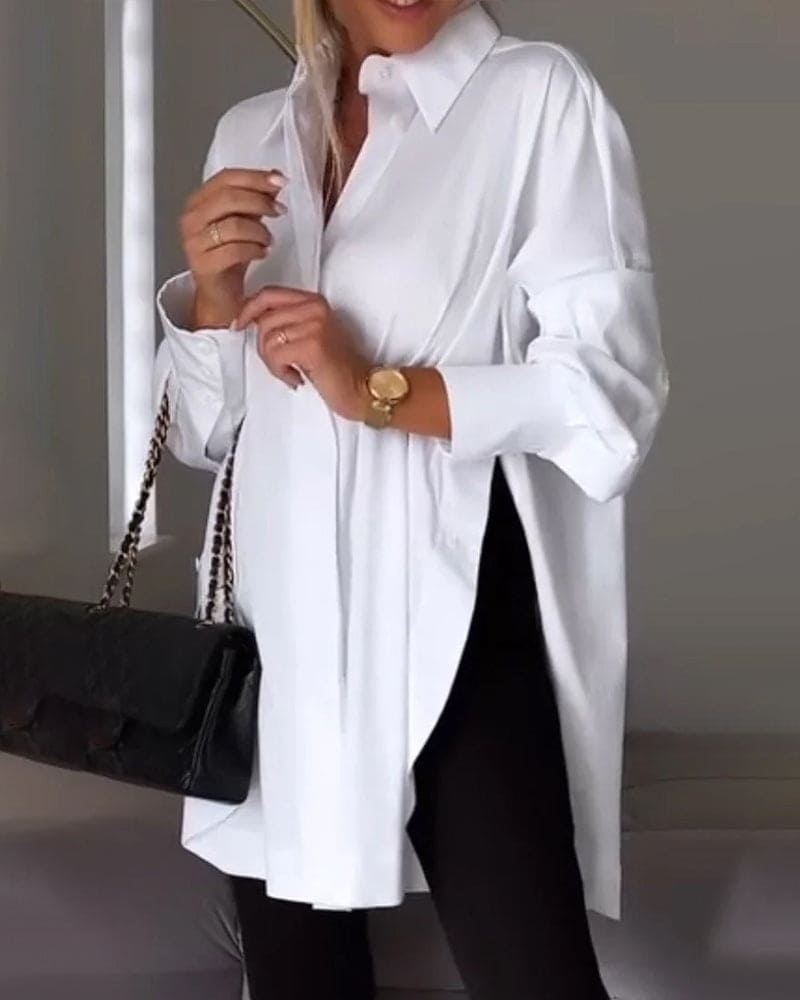 Milou - effen blouse met lange mouwen voor vrouwen