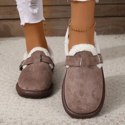 Kaia - Vrouwen pluche ronde teen slippers