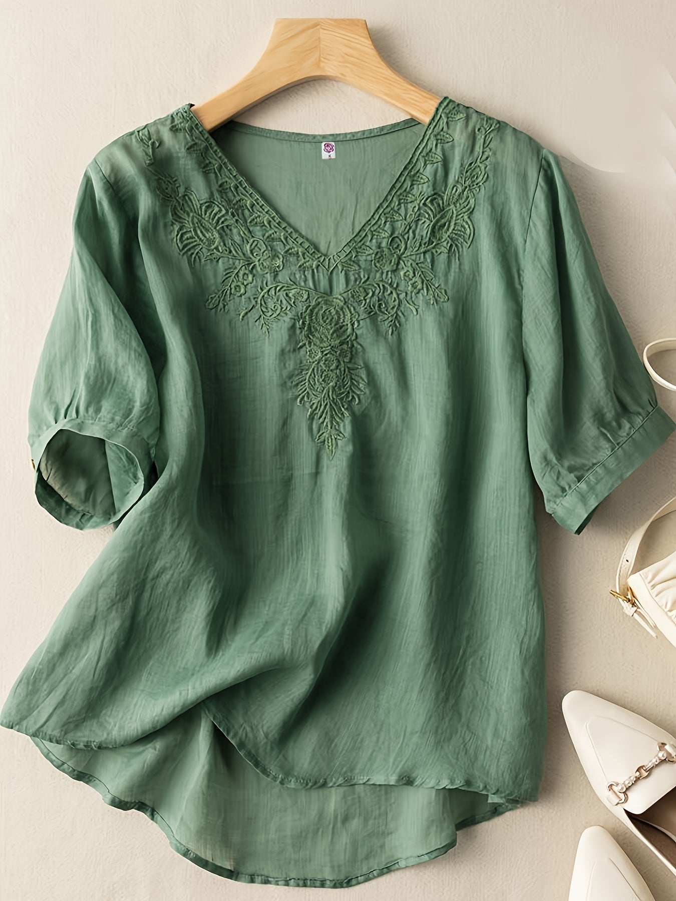 Fiona - Vintage V-hals shirt