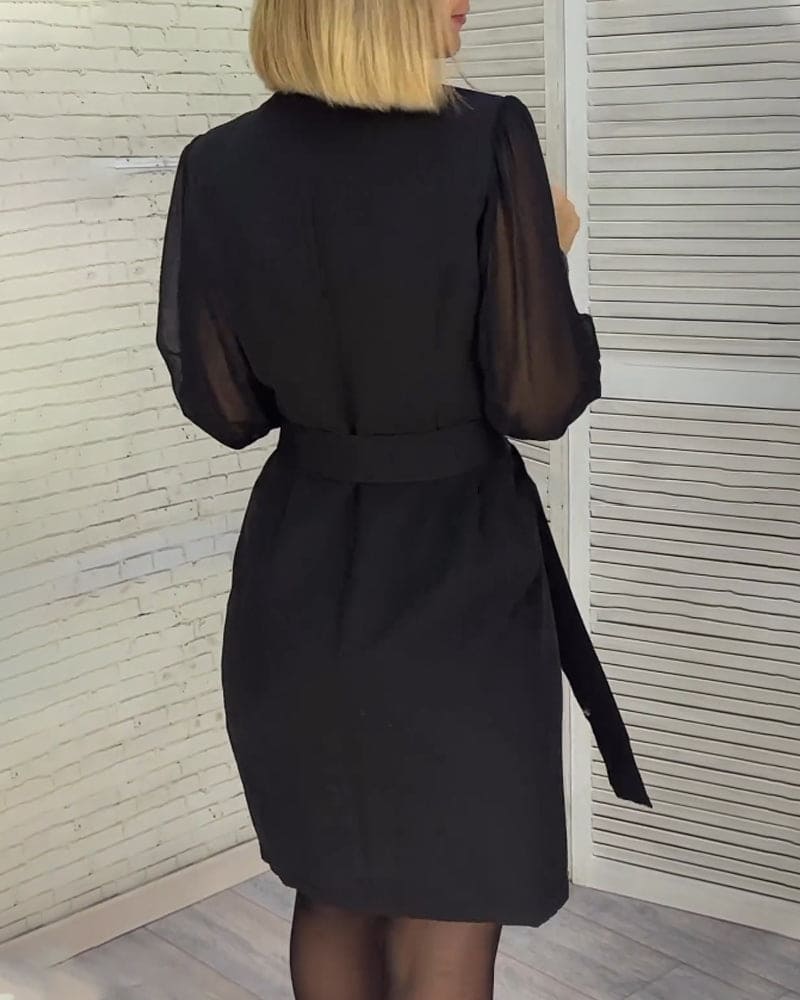 Doutzen - Jurk met plooitjes en lange mouwen