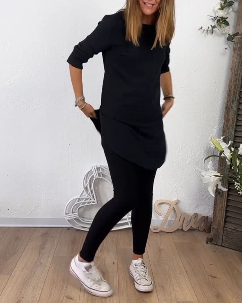 Lisa - Middellange Top met Ronde Hals