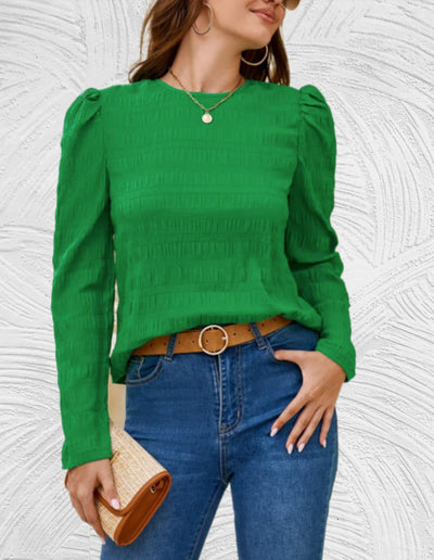 Evelyn - T-shirt met puff lange mouwen voor dames