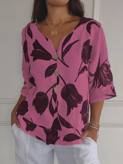 Aaliyah - Bloemen print blouse met V-hals