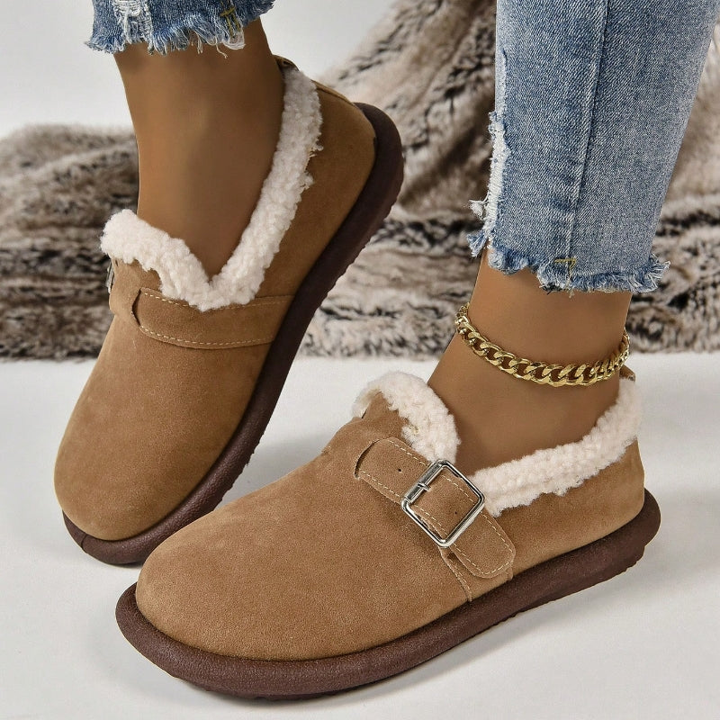 Kaia - Vrouwen pluche ronde teen slippers