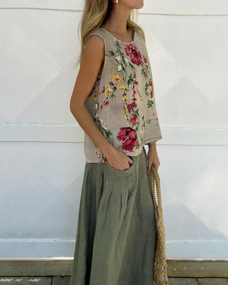 Olivia - Bloemen Top en Maxi Rok Set