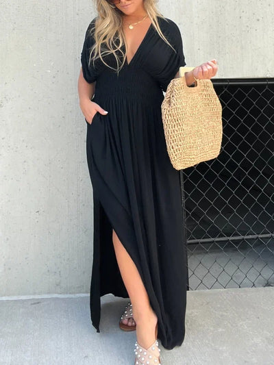 Denise - V-hals met split Maxi Long Dress