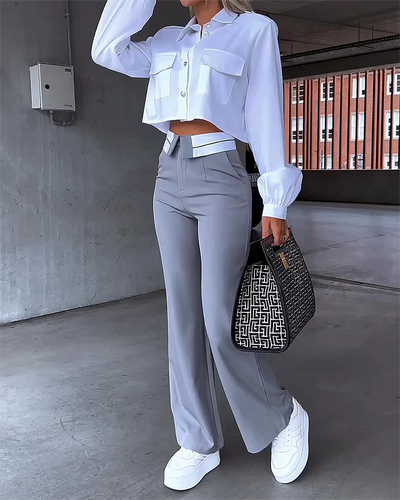 Sam - Crop Top & Wijde Broek met Hoge Taille set