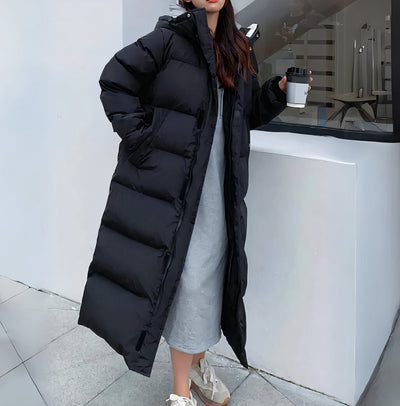 Claire - Trendy lange puffy winterjas voor dames met capuchon
