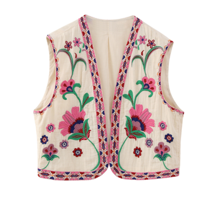 Emily - Boho Vest Mouwloos trendy gebloemd gilet voor vrouwen