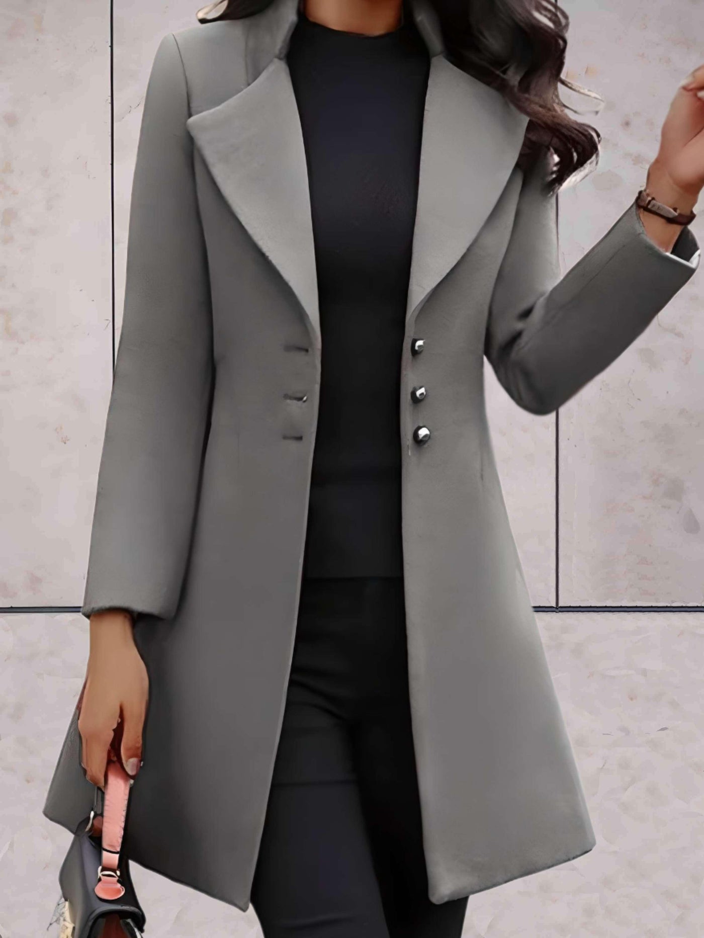 Janice - Formele trenchcoat jas met ingekeepte kraag en knoopsluiting