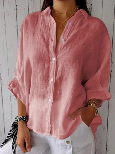 Eleanor - Casual katoen linnen blouse met striksluiting