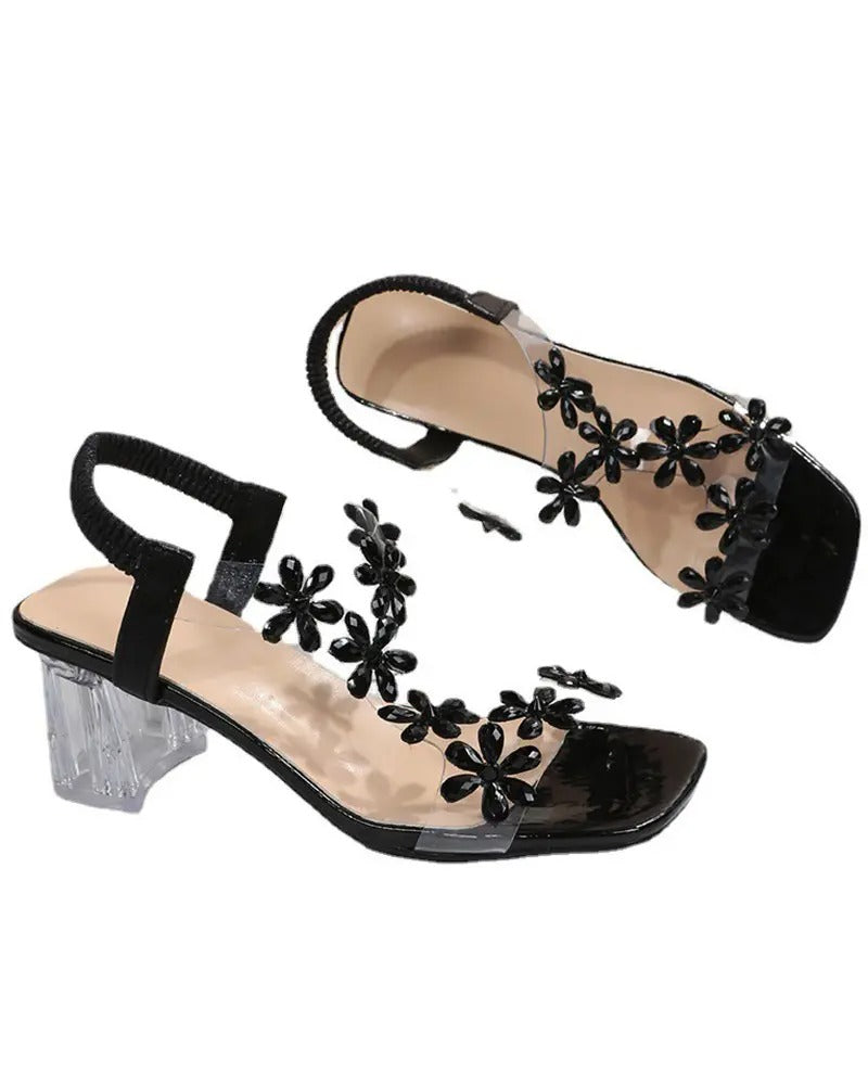 Amber - Sandalen met bandjes en strass hoge hakken