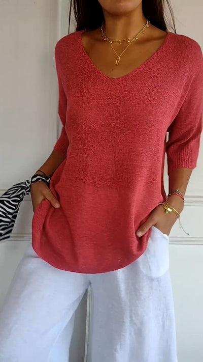 Elesia - Elegant V-Hals Top