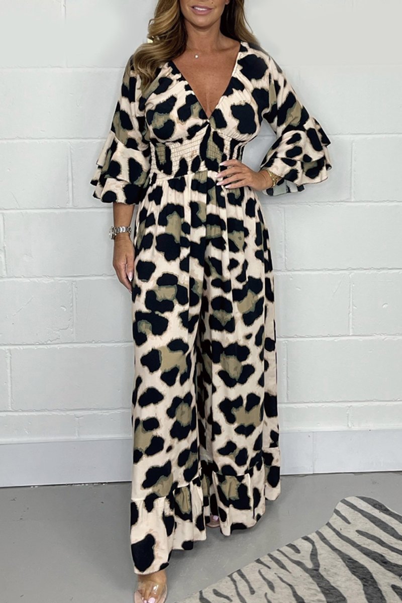 Yara | Jumpsuit met luipaardprint en V-hals