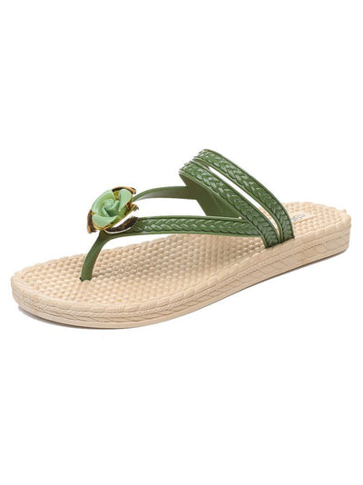 Lisa | Bloemenpatroon Gevlochten Band Strand Slippers