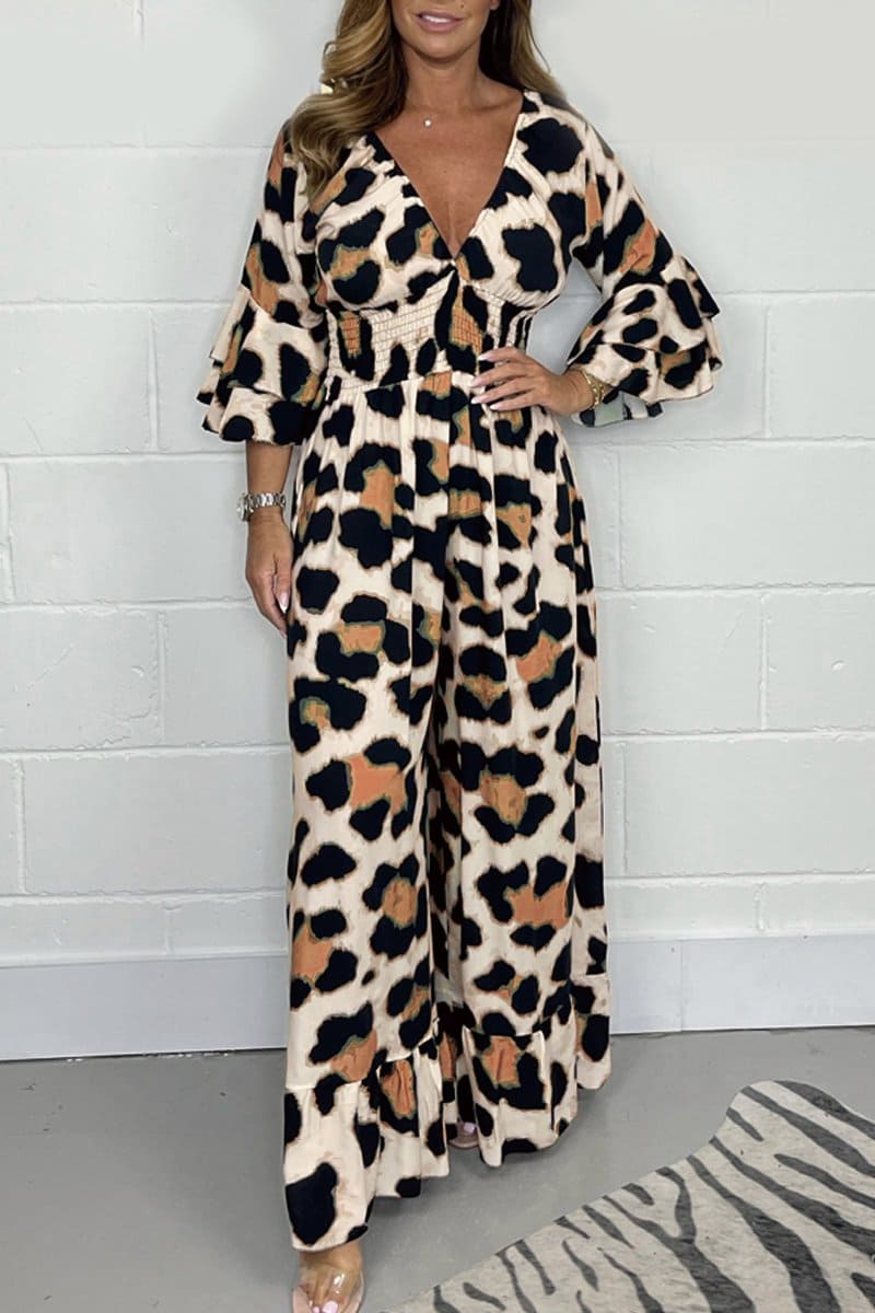 Yara | Jumpsuit met luipaardprint en V-hals