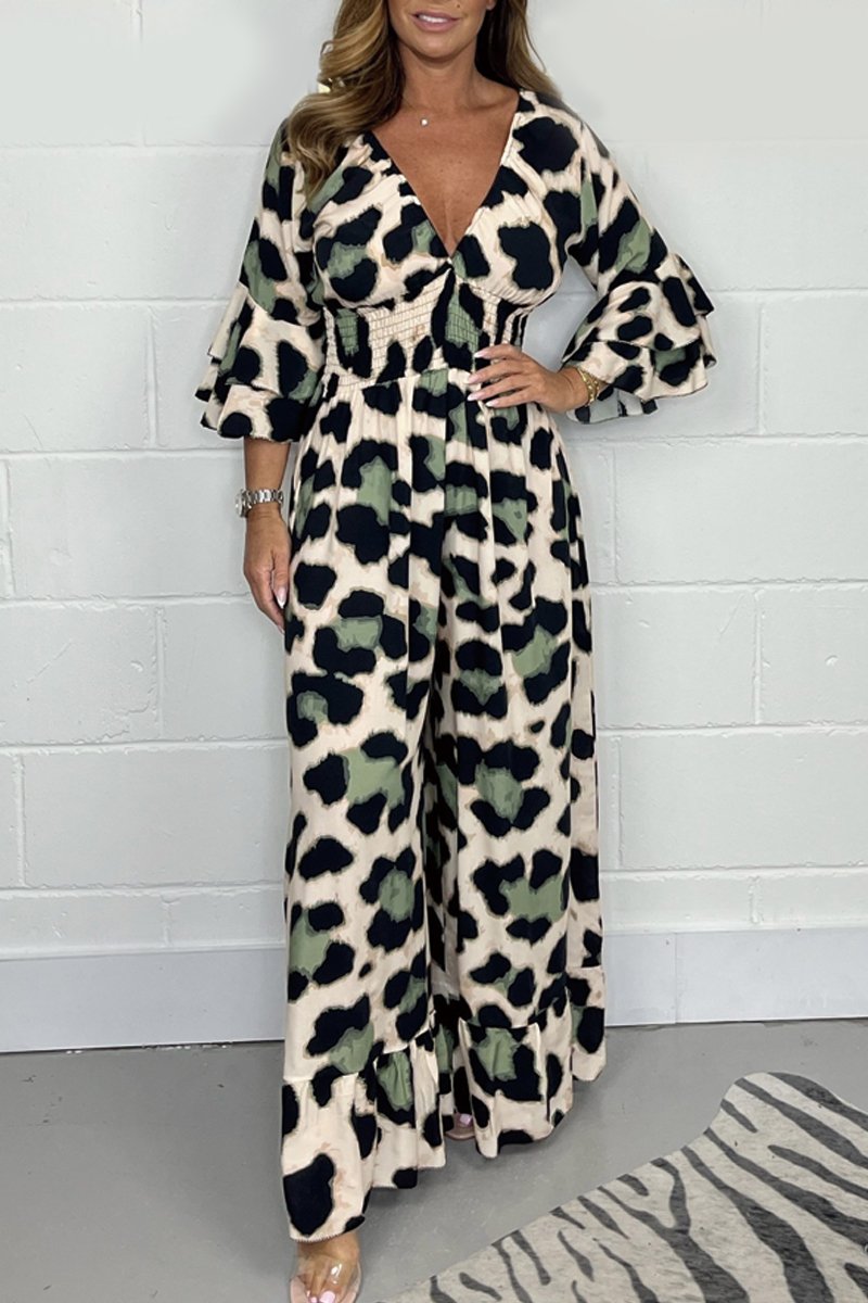 Yara | Jumpsuit met luipaardprint en V-hals