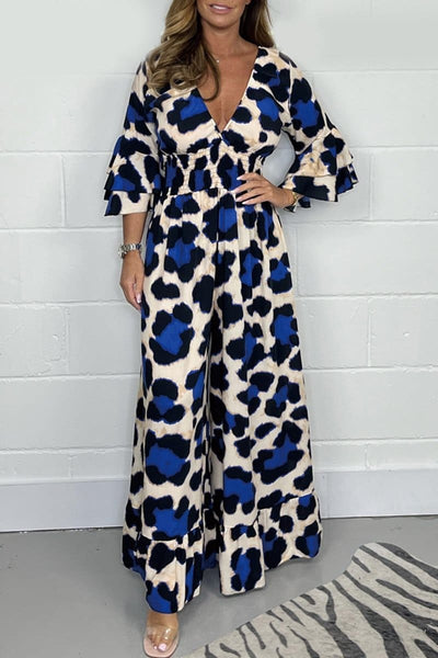 Yara | Jumpsuit met luipaardprint en V-hals