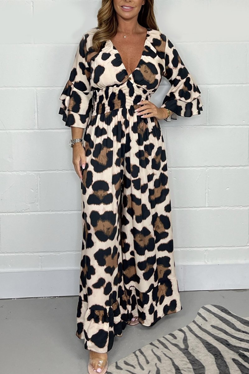 Yara | Jumpsuit met luipaardprint en V-hals