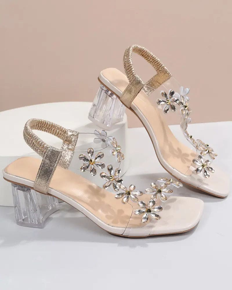 Amber - Sandalen met bandjes en strass hoge hakken