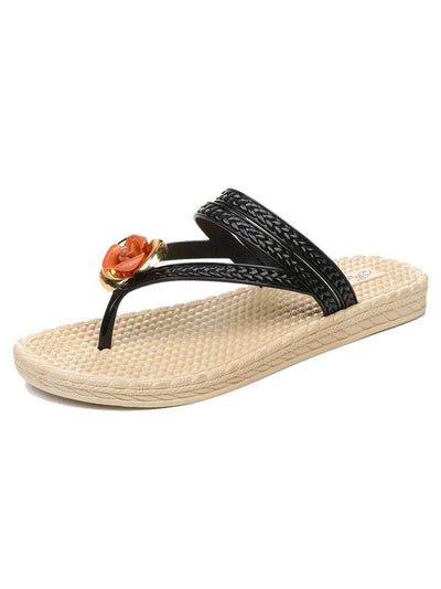 Lisa | Bloemenpatroon Gevlochten Band Strand Slippers