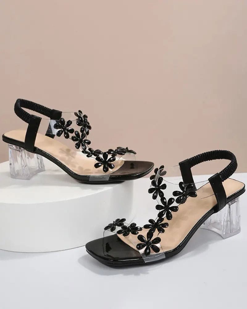 Amber - Sandalen met bandjes en strass hoge hakken