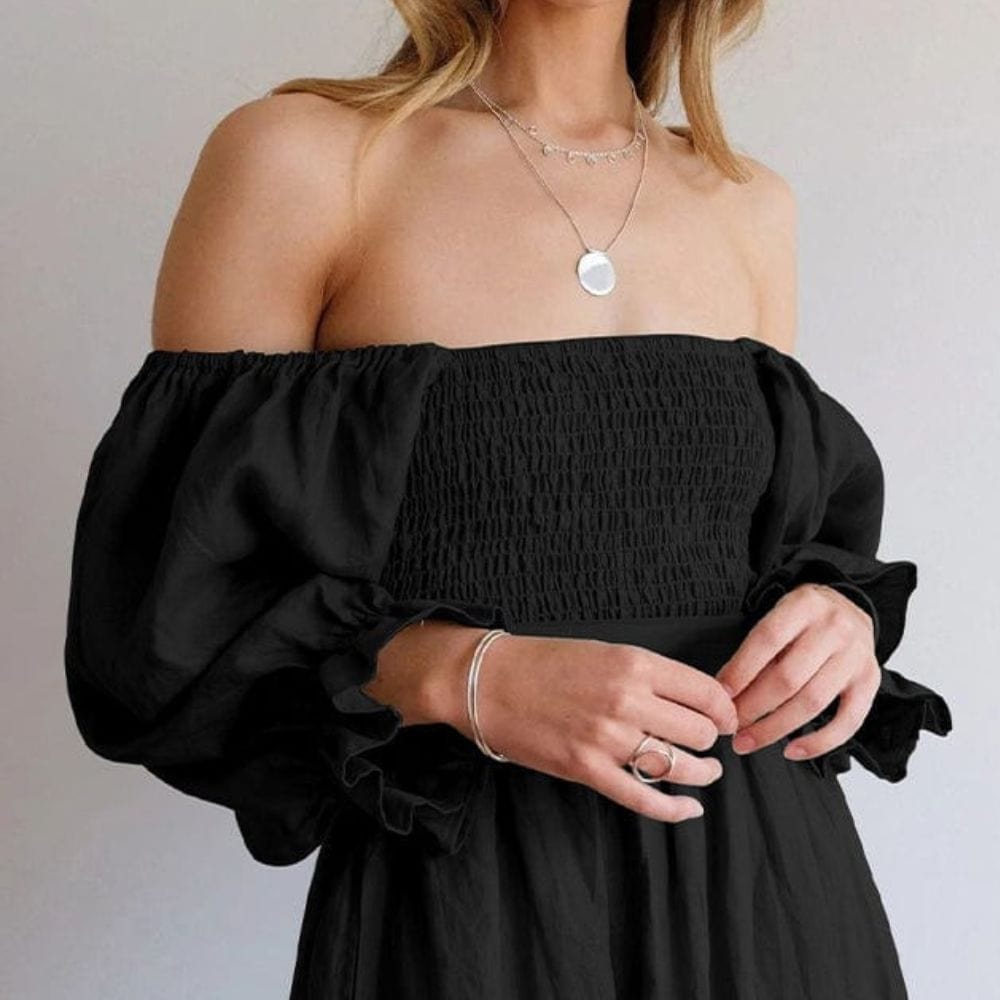 Claudia - Elegante off-shoulder jurk met plofmouwen