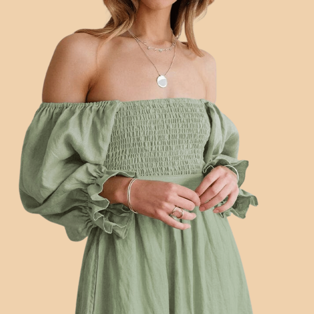 Claudia - Elegante off-shoulder jurk met plofmouwen