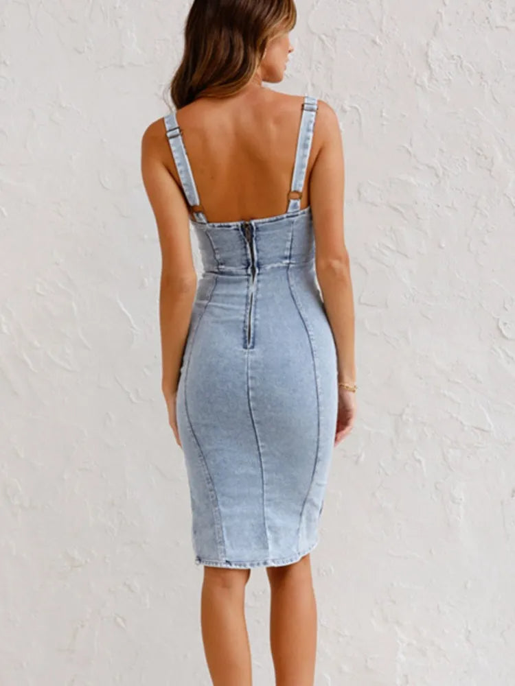 Abigail - Denim Jurk Met Verstelbare Bandjes