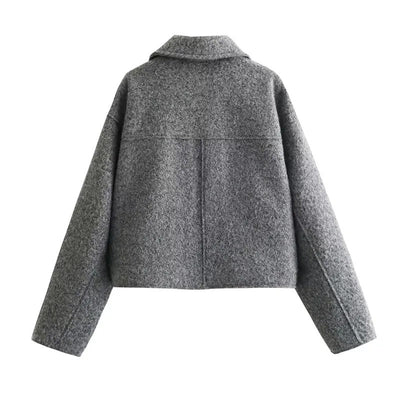 Zaria Tweed Jacket | Trendy, elegante korte lentejas/tussenjas met rits en omgevouwen kraag voor dames