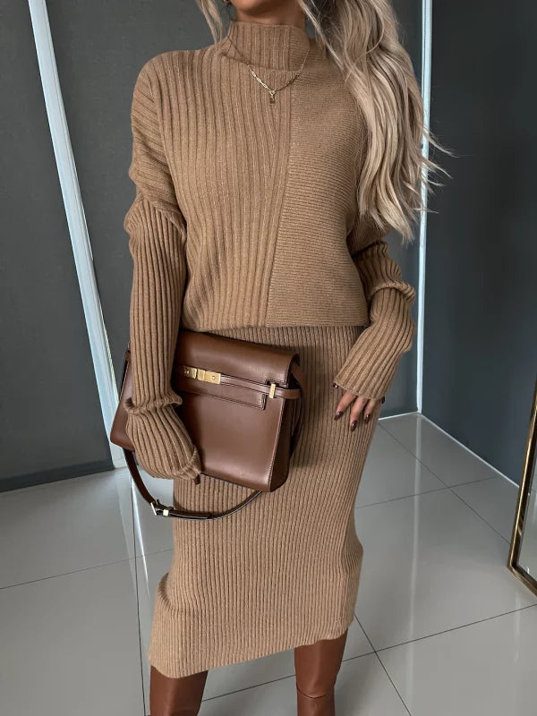 Lorey - Gebreide Set met Trui en Rok | Asymmetrisch Design