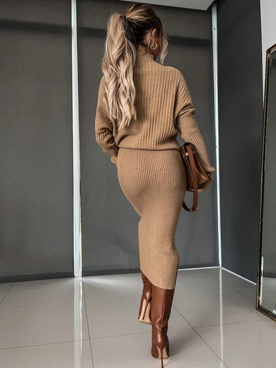 Lorey - Gebreide Set met Trui en Rok | Asymmetrisch Design