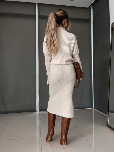 Lorey - Gebreide Set met Trui en Rok | Asymmetrisch Design